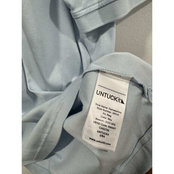 UNTUCKit Damaschino Smart Polo Shirt Mens XL Light Blue Cotton Short Sleeve - Picture 7 of 7